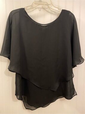 black sheer layered blouse